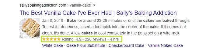 Rich snippets results